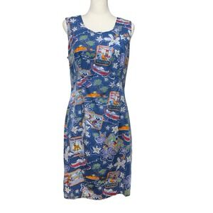 Disney Dress Size M Tropical Hula Tiki Hawaiian Postcard Vintage Micky Friends